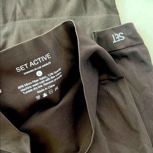 SET ACTIVE 2 Piece Set - Sculptflex Zip Jacket & Leggings Espresso Brown L/XL - Picture 8 of 8
